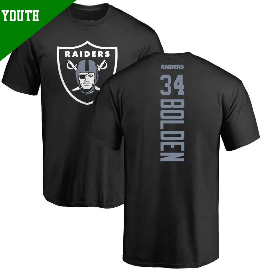 Youth ＃34 Brandon Bolden Las Vegas Raiders Black Backer T-Shirt