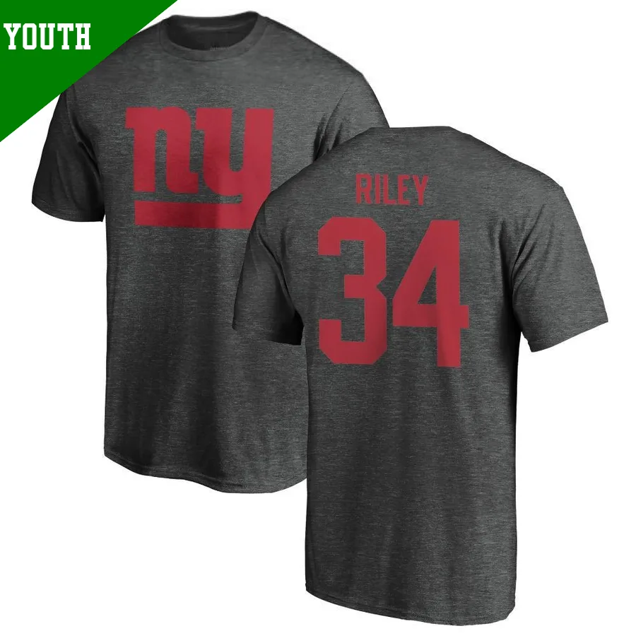 Youth ＃34 Elijah Riley New York Giants One Color T-Shirt Ash
