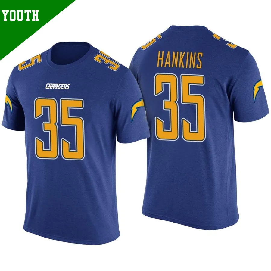 Youth ＃35 Matt Hankins Los Angeles Chargers Blue Legend Color Rush T-Shirt