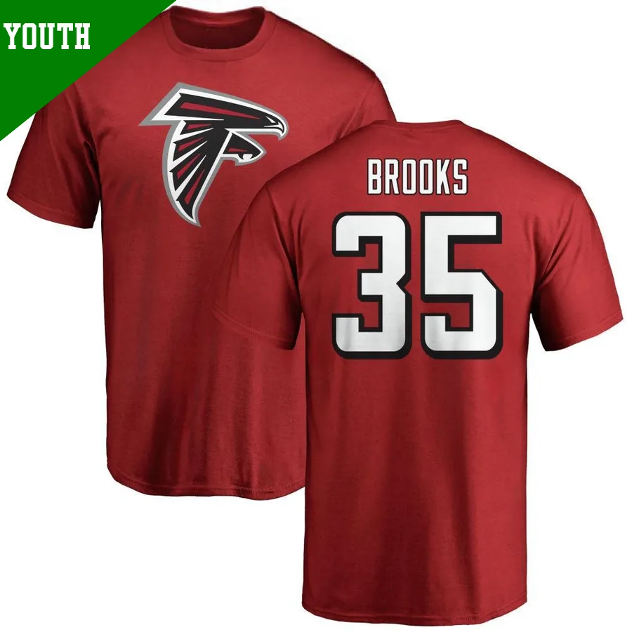Youth ＃35 Natrone Brooks Atlanta Falcons Red Name & Number Logo T-Shirt