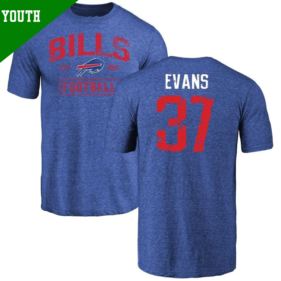 Youth ＃37 Darrynton Evans Buffalo Bills Royal Distressed Name & Number T-Shirt