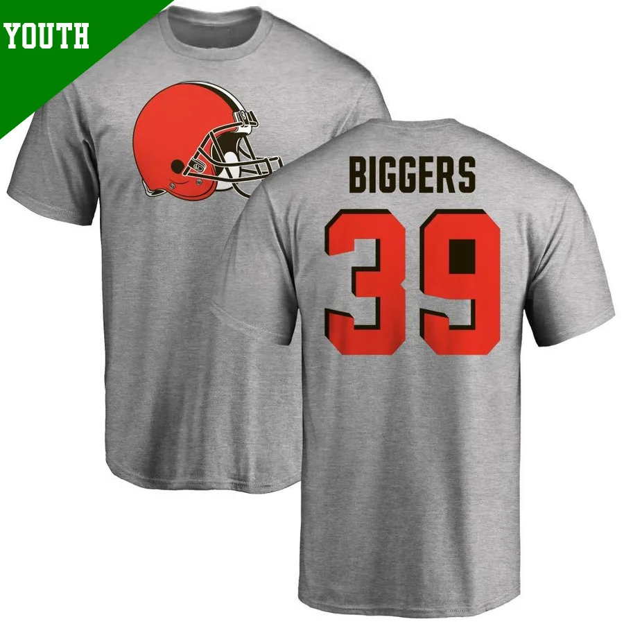 Youth ＃39 Caleb Biggers Cleveland Browns Name & Number Logo T-Shirt Ash