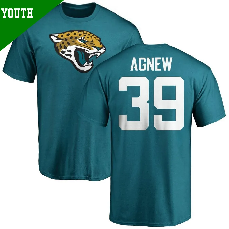 Youth ＃39 Jamal Agnew Jacksonville Jaguars Teal Name & Number Logo T-Shirt