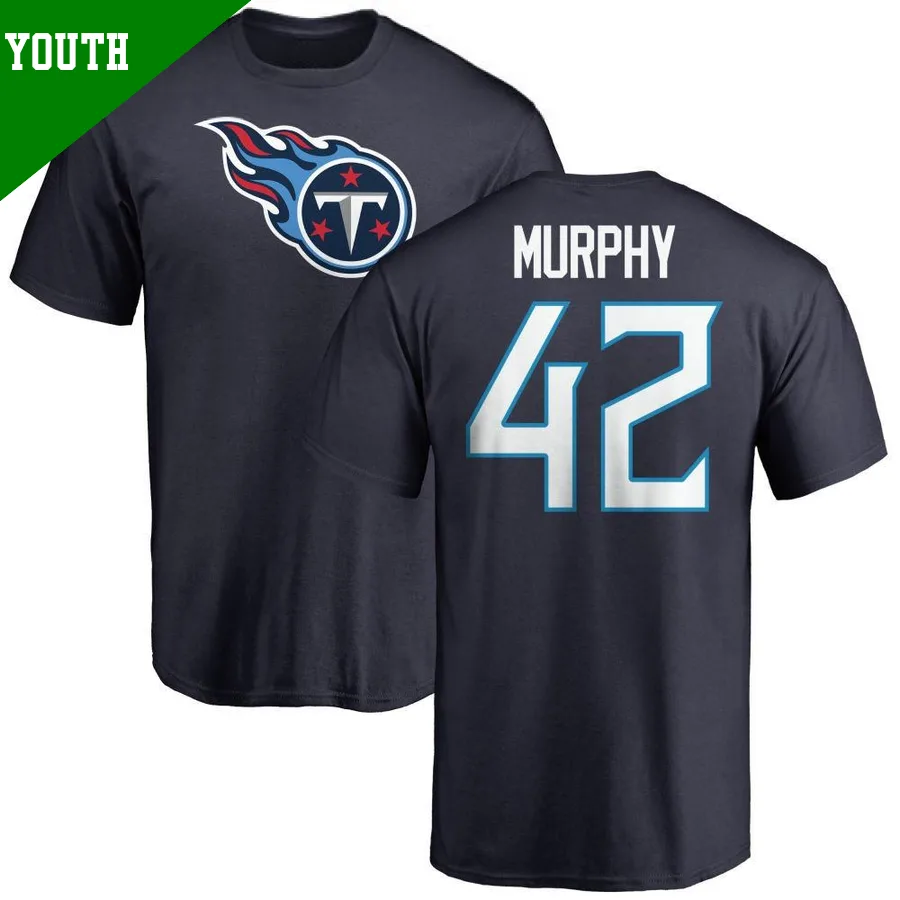 Youth ＃42 Caleb Murphy Tennessee Titans Navy Name & Number Logo T-Shirt