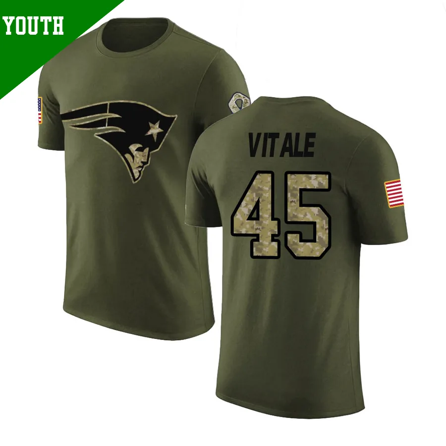 Youth ＃45 Danny Vitale New England Patriots Olive Legend Salute to Service T-Shirt