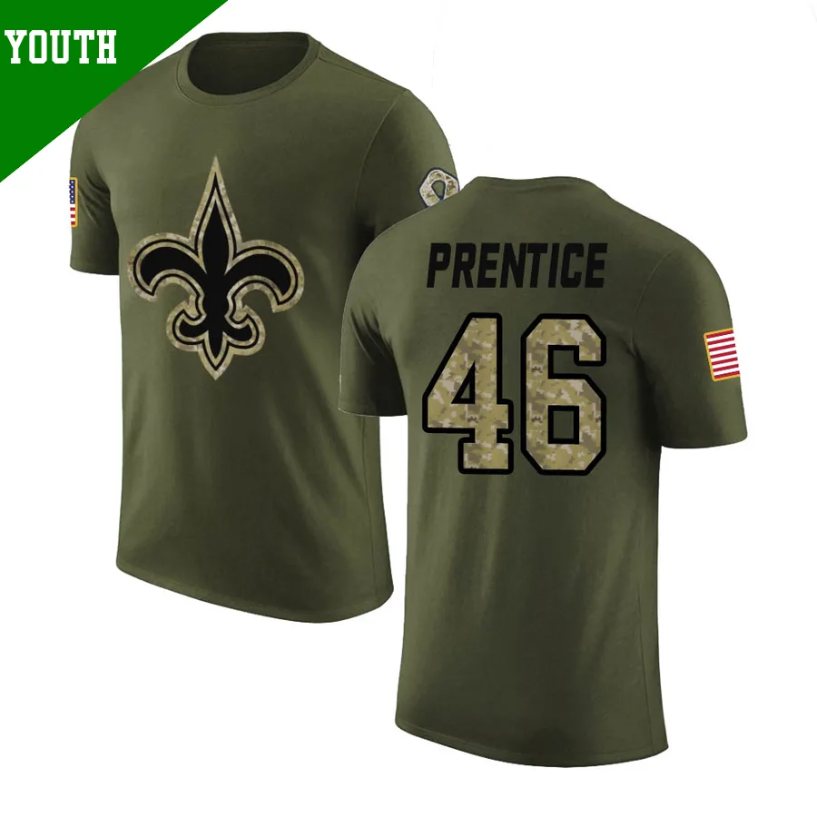 Youth ＃46 Adam Prentice New Orleans Saints Olive Legend Salute to Service T-Shirt