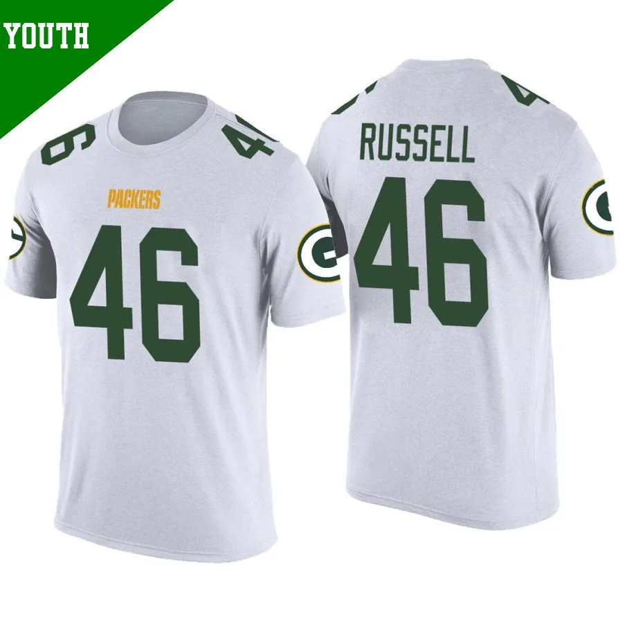 Youth ＃46 Chris Russell Green Bay Packers White Legend Color Rush T-Shirt