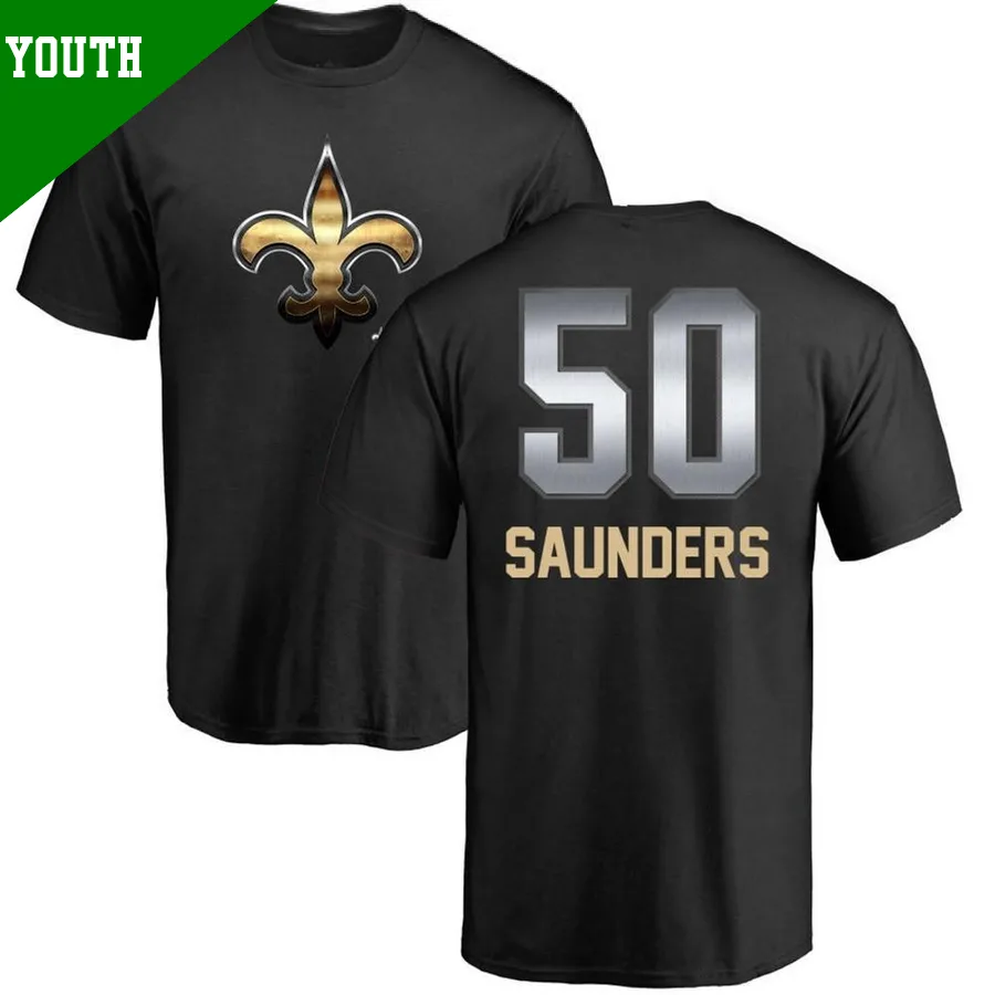 Youth ＃50 Khalen Saunders New Orleans Saints Black Midnight Mascot T-Shirt