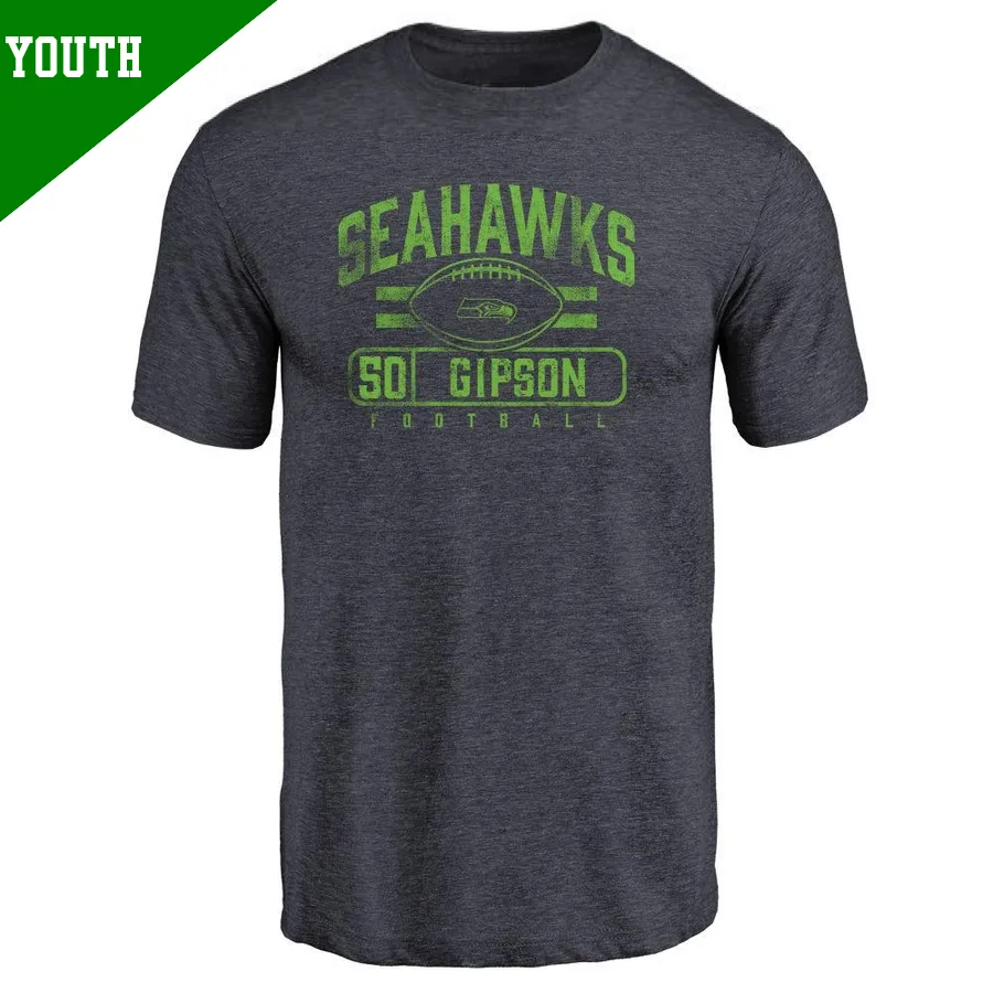 Youth ＃50 Trevis Gipson Seattle Seahawks Navy Flanker T-Shirt