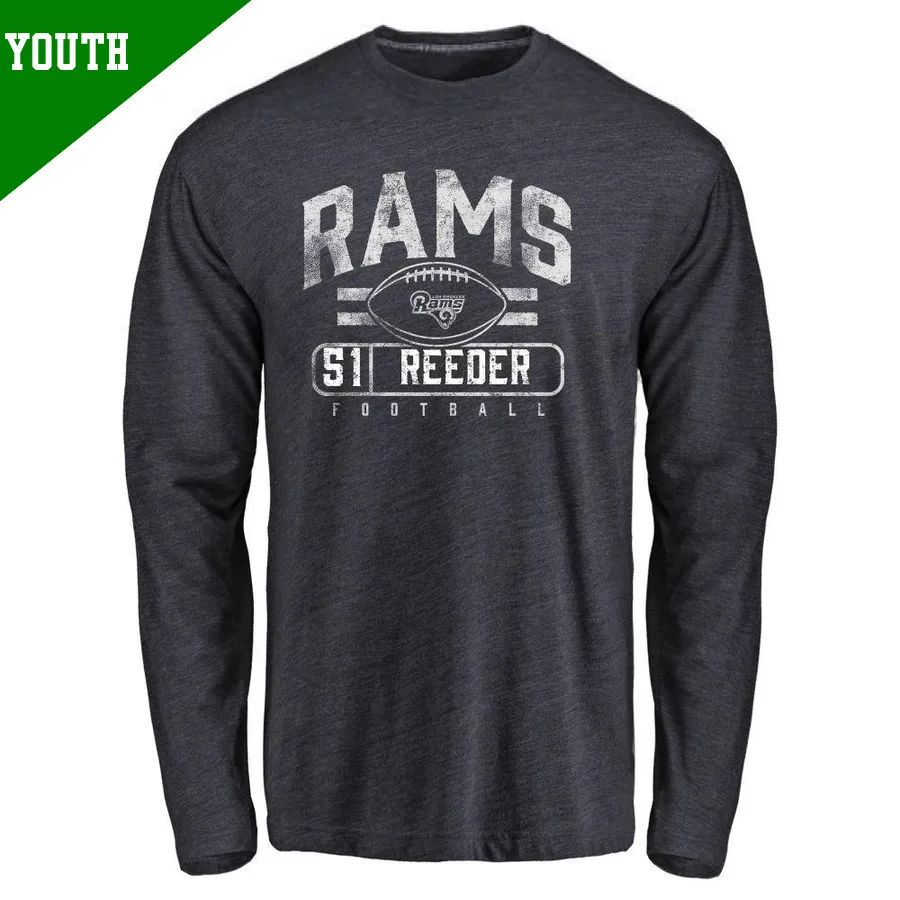 Youth ＃51 Troy Reeder Los Angeles Rams Navy Flanker Long Sleeve T-Shirt
