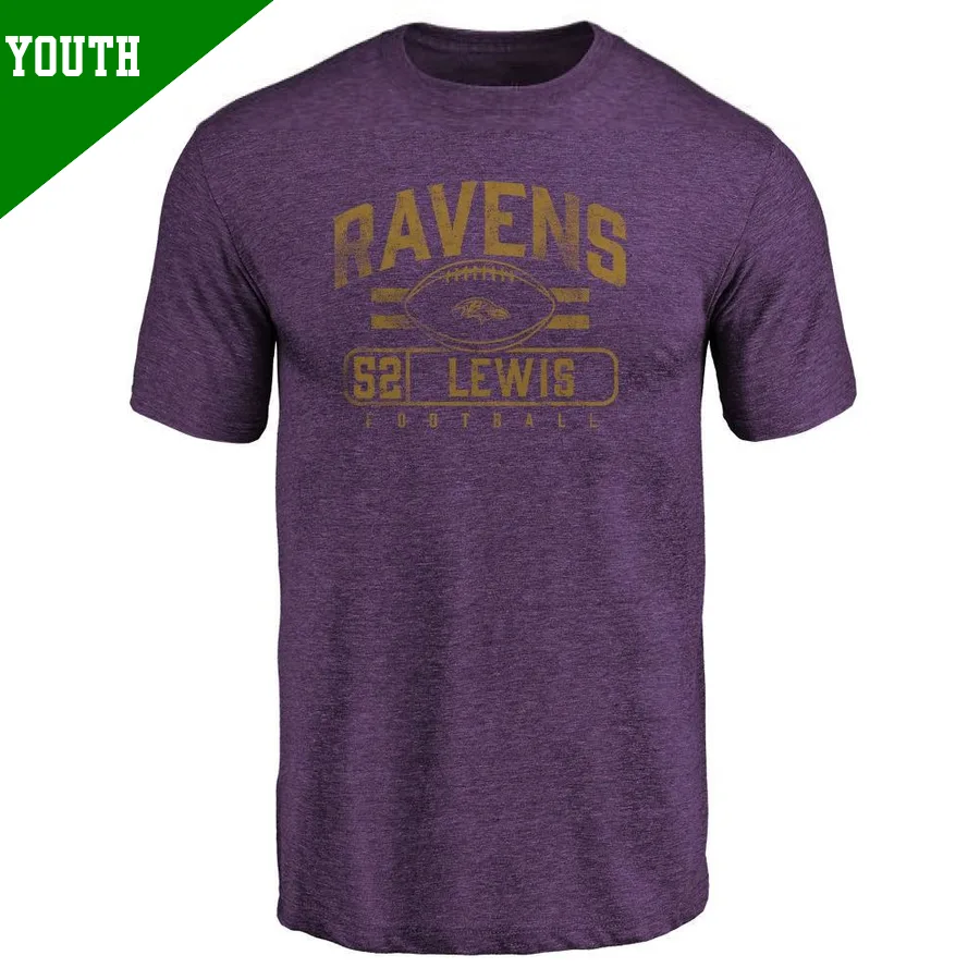 Youth ＃52 Ray Lewis Baltimore Ravens Purple Flanker T-Shirt