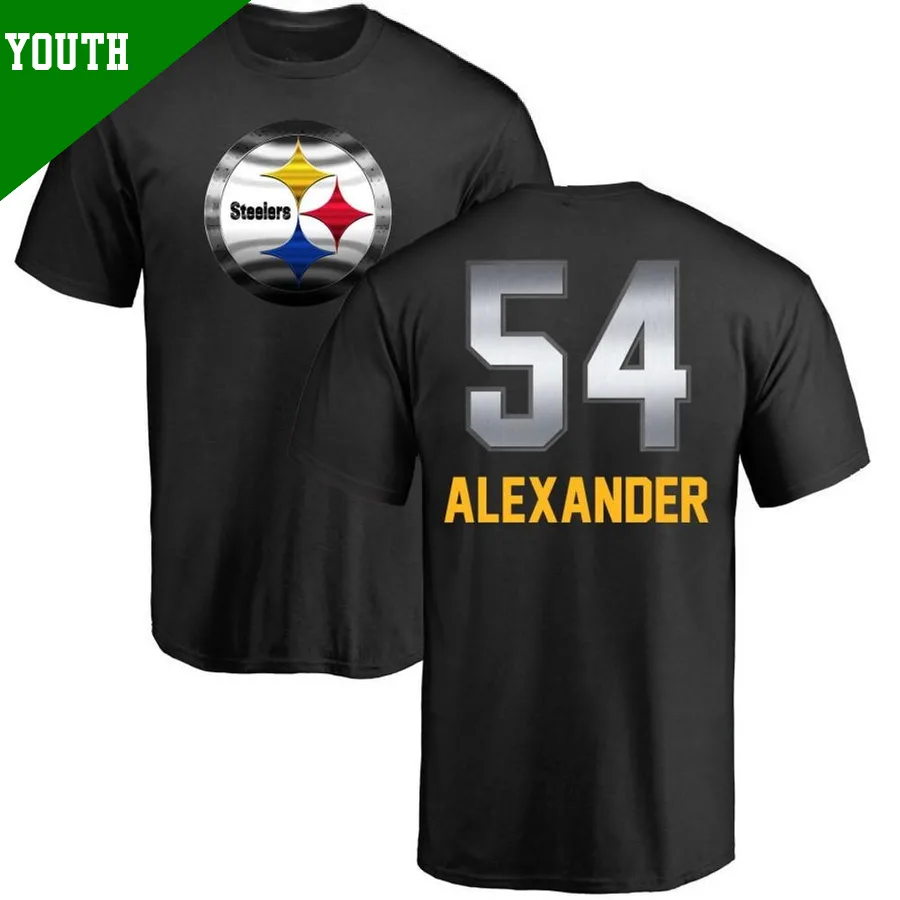 Youth ＃54 Kwon Alexander Pittsburgh Steelers Black Midnight Mascot T-Shirt