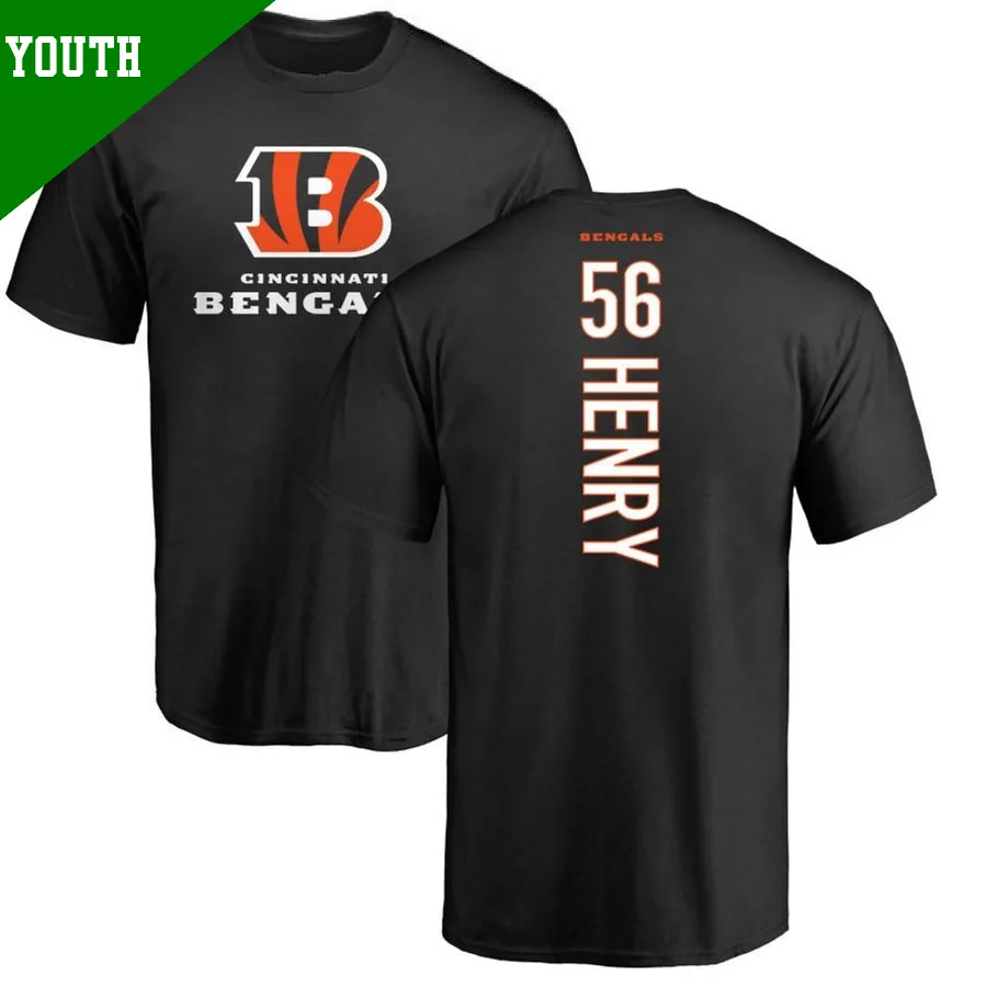 Youth ＃56 KJ Henry Cincinnati Bengals Black Backer T-Shirt