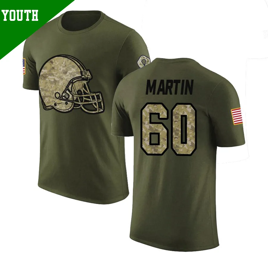Youth ＃60 Jeremiah Martin Cleveland Browns Olive Legend Salute to Service T-Shirt