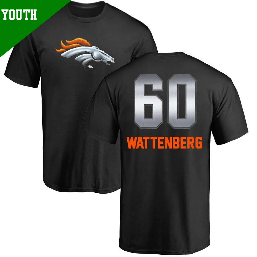 Youth ＃60 Luke Wattenberg Denver Broncos Black Midnight Mascot T-Shirt