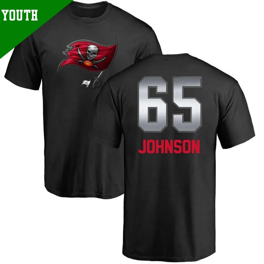 Youth ＃65 Ryan Johnson Tampa Bay Buccaneers Black Midnight Mascot T-Shirt