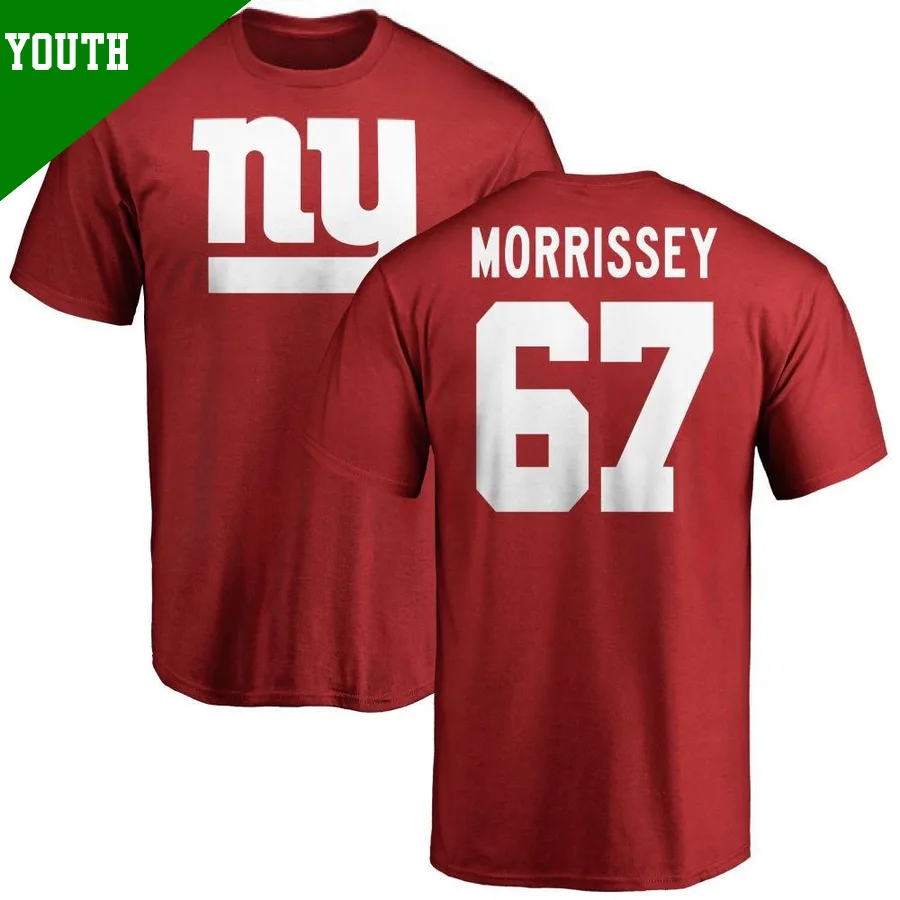 Youth ＃67 Jimmy Morrissey New York Giants Red Name & Number Logo T-Shirt