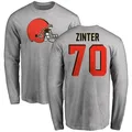 Youth ＃70 Zak Zinter Cleveland Browns Name & Number Logo Long Sleeve T-Shirt Ash