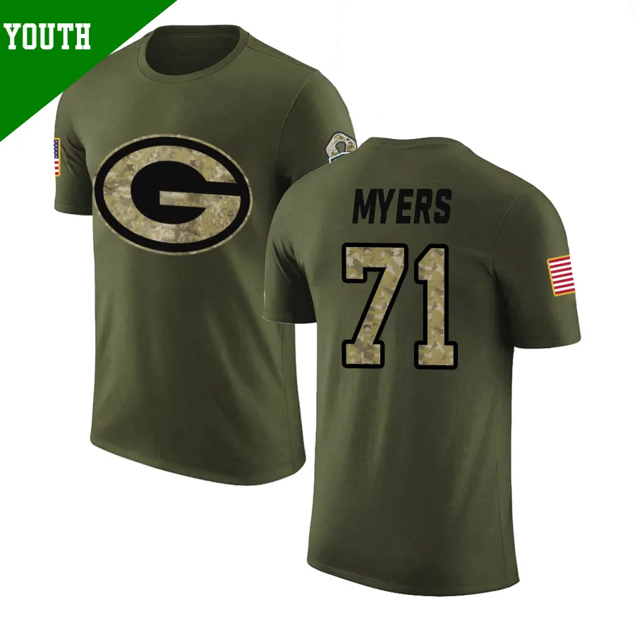 Youth ＃71 Josh Myers Green Bay Packers Olive Legend Salute to Service T-Shirt