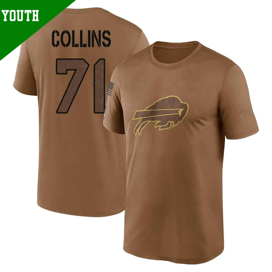 Youth ＃71 La'el Collins Buffalo Bills Brown Legend 2023 Salute To Service Performance T-Shirt