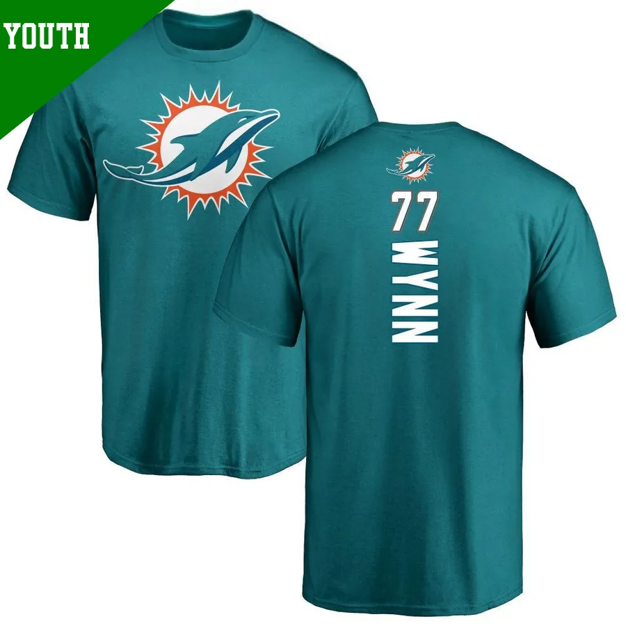 Youth ＃77 Isaiah Wynn Miami Dolphins Aqua Backer T-Shirt