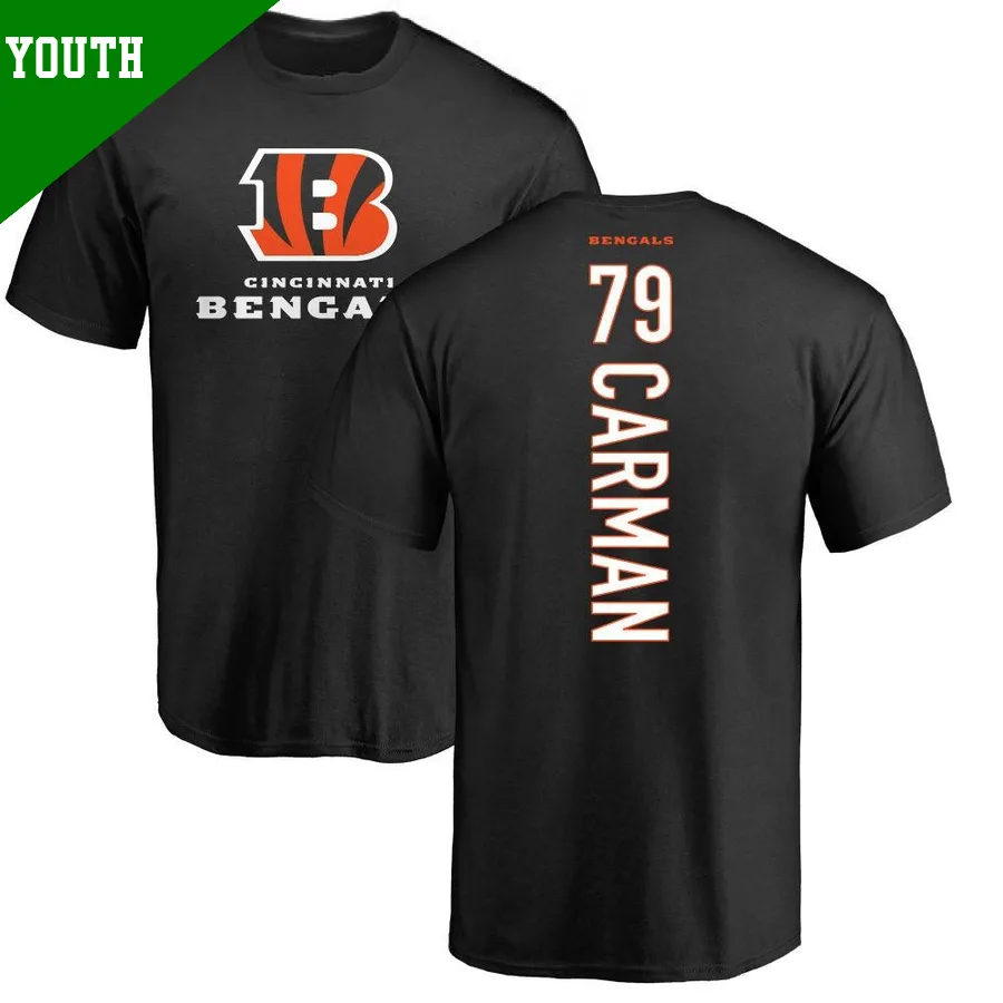 Youth ＃79 Jackson Carman Cincinnati Bengals Black Backer T-Shirt
