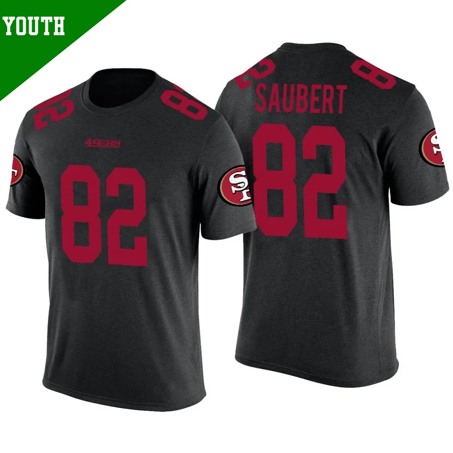 Youth ＃82 Eric Saubert San Francisco 49ers Black Legend Color Rush T-Shirt