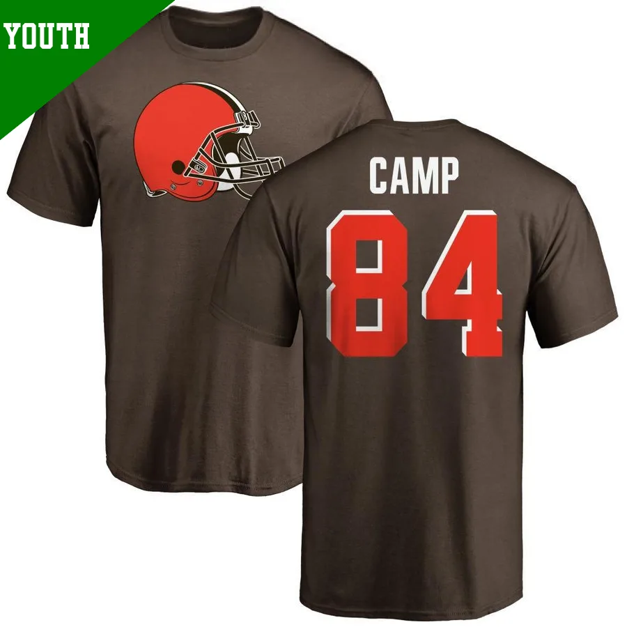 Youth ＃84 Jalen Camp Cleveland Browns Brown Name & Number Logo T-Shirt