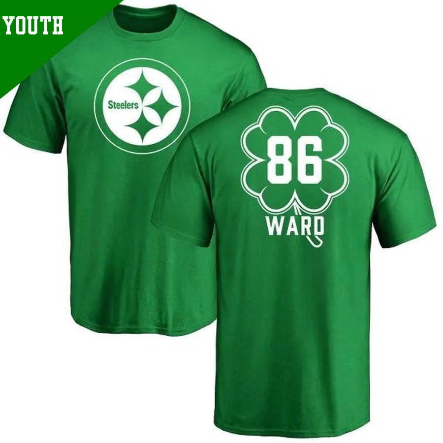 Youth ＃86 Hines Ward Pittsburgh Steelers Green St. Patrick's Day Name & Number T-Shirt