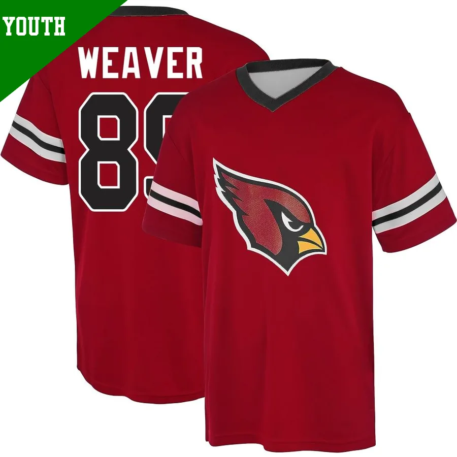 Youth ＃89 Xavier Weaver Arizona Cardinals Red Game Name & Number Day V-Neck T-Shirt
