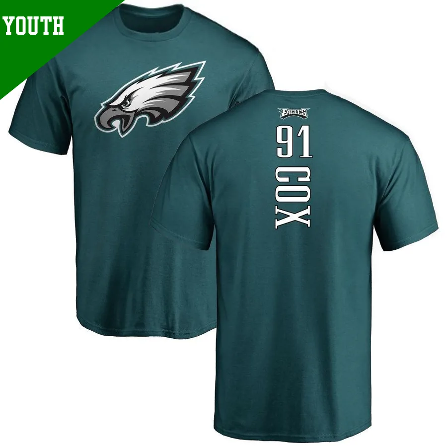Youth ＃91 Fletcher Cox Philadelphia Eagles Green Backer T-Shirt