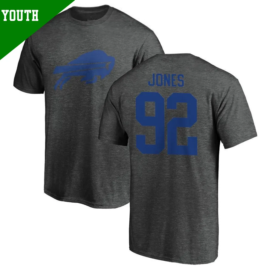 Youth ＃92 DaQuan Jones Buffalo Bills One Color T-Shirt Ash