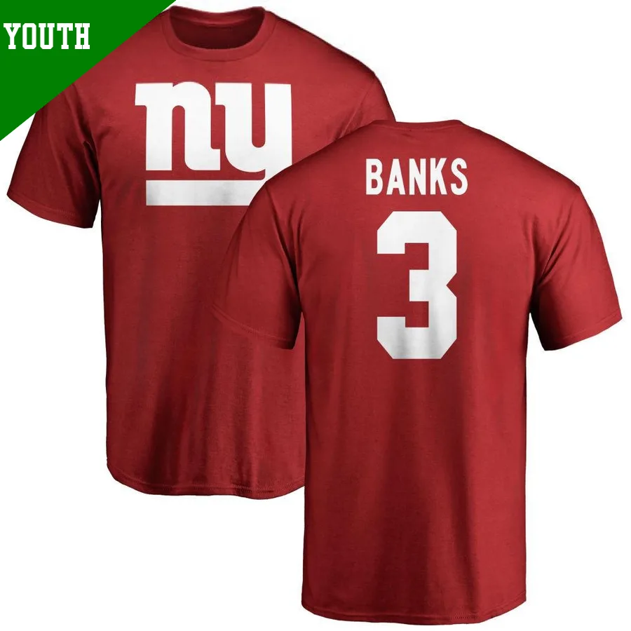 Youth Deonte Banks New York Giants Red ＃3 Name & Number Logo T-Shirt