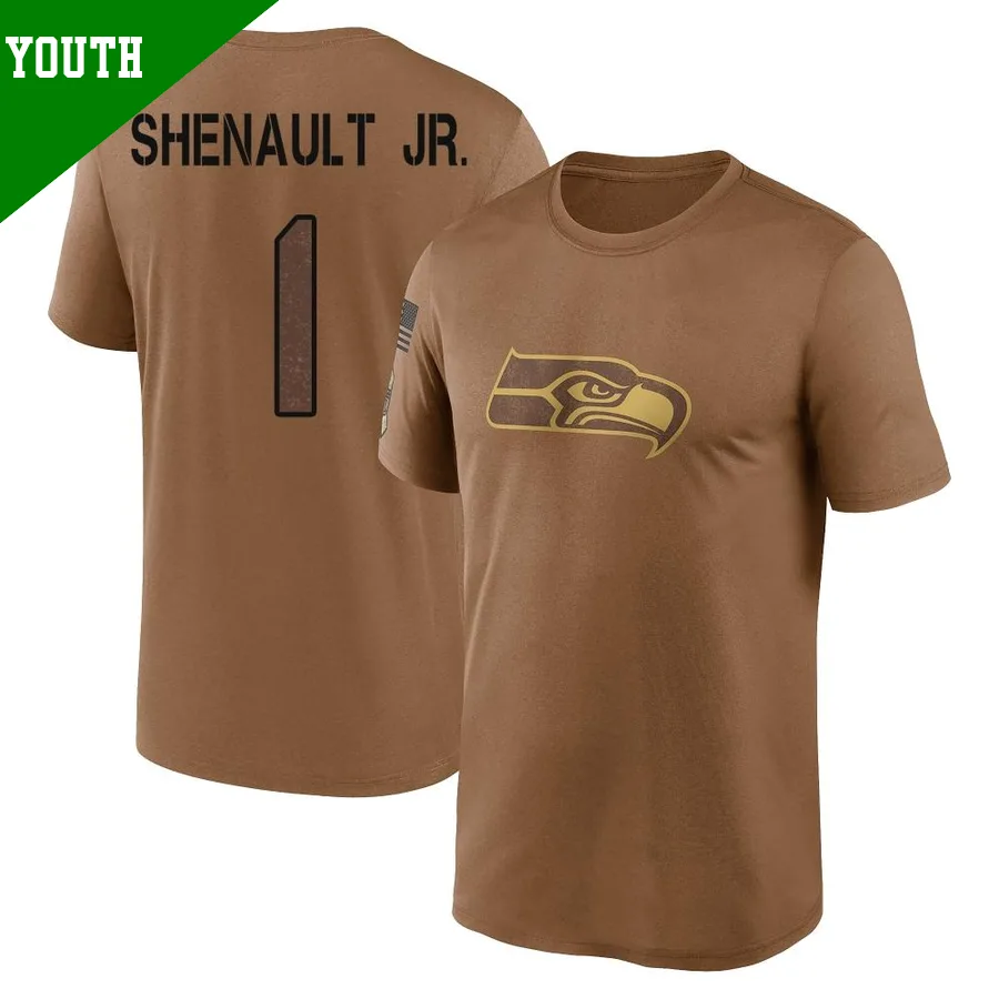 Youth Laviska Shenault Jr. Seattle Seahawks Brown Legend ＃1 2023 Salute To Service Performance T-Shirt
